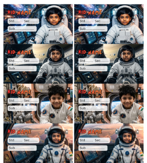 Space adventure 2 Personalized Photo Name Labels for Kids | Custom Theme Book Labels - KEVEN